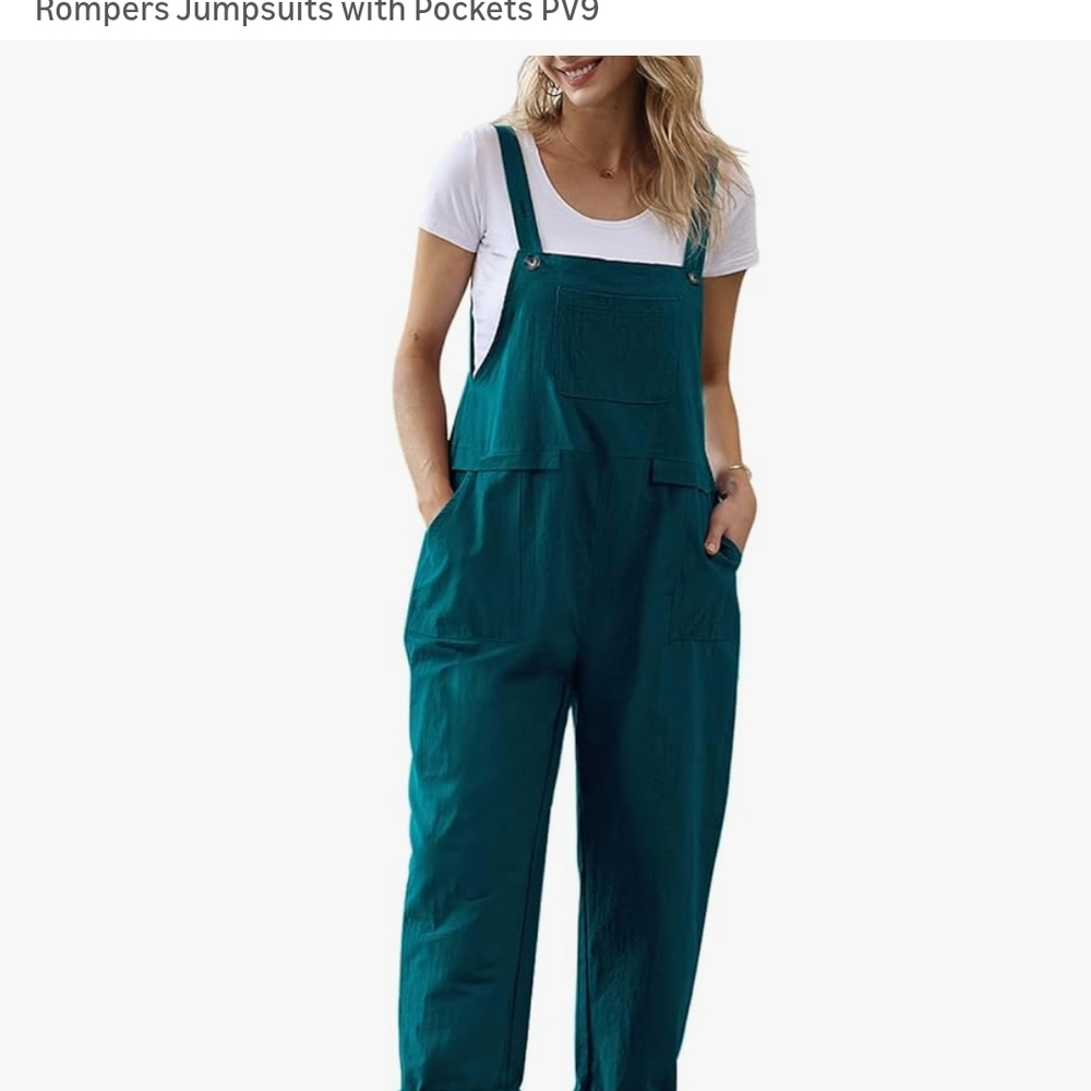 Teal Overalls Jumpsuit with Pockets